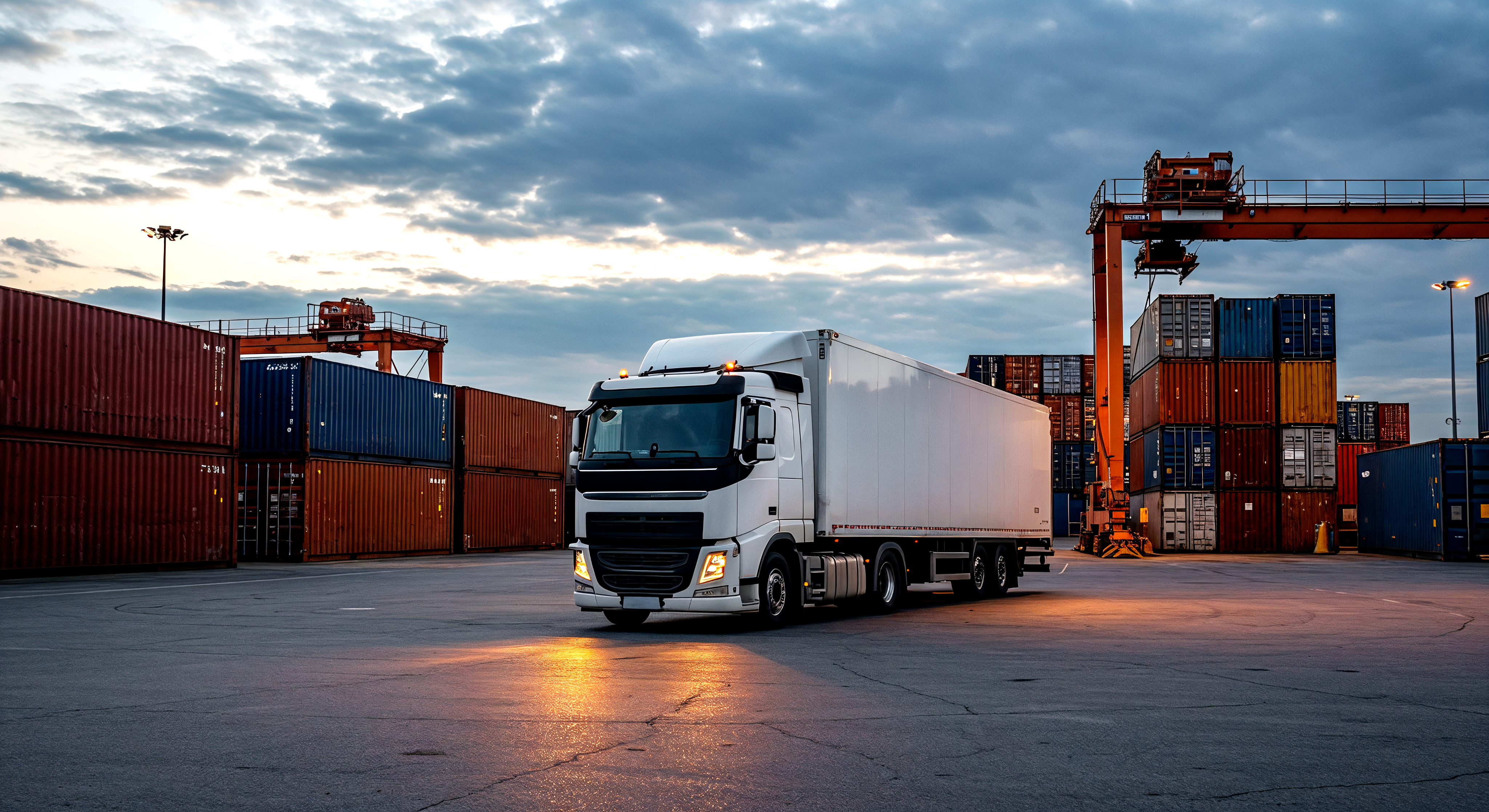 RORO shipping truck at port